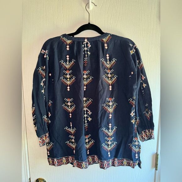 Madewell‎ Marta Folkstitch Popover Peasant Boho 3/4 Sleeve Blouse Top Size Small - Picture 3 of 9